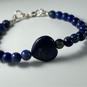 Lapis Lazuli Heart Beaded Bracelet